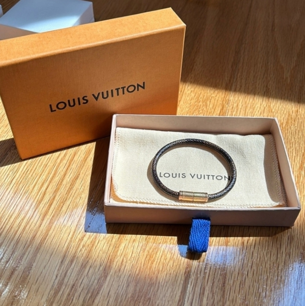 LOUIS VUITTON Damier Ebene Keep it bracelet 17